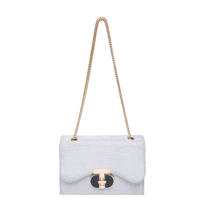 A fashionable, retro and stylish 2025 spring new lock with a textured chain single-shoulder crossbody small square bag for women Item Picture