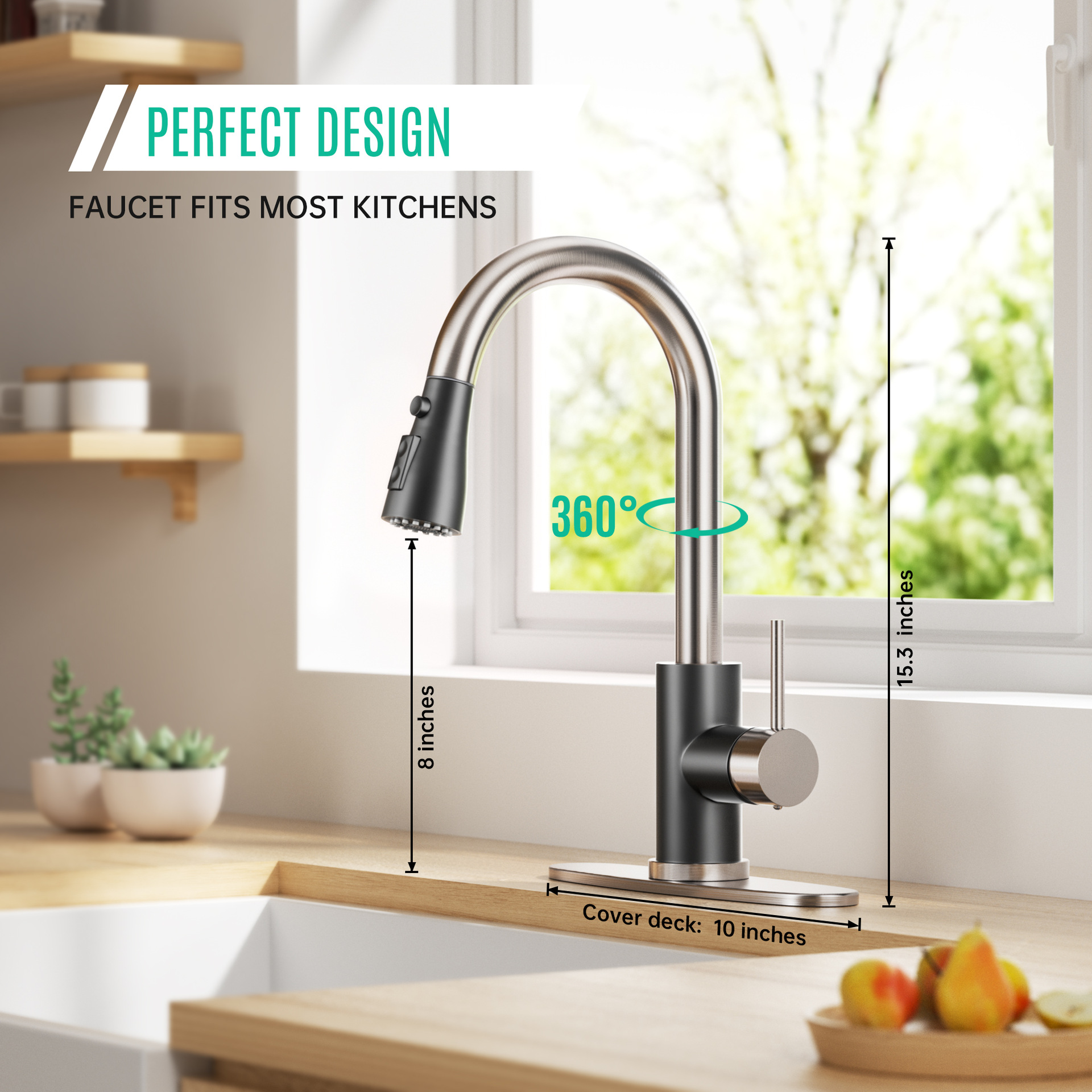 Cross-border kitchen faucet, hot and cold dual-purpose sink, stainless steel, multi-functional, pull-out, rotatable, extendable and splash-proof full figure
