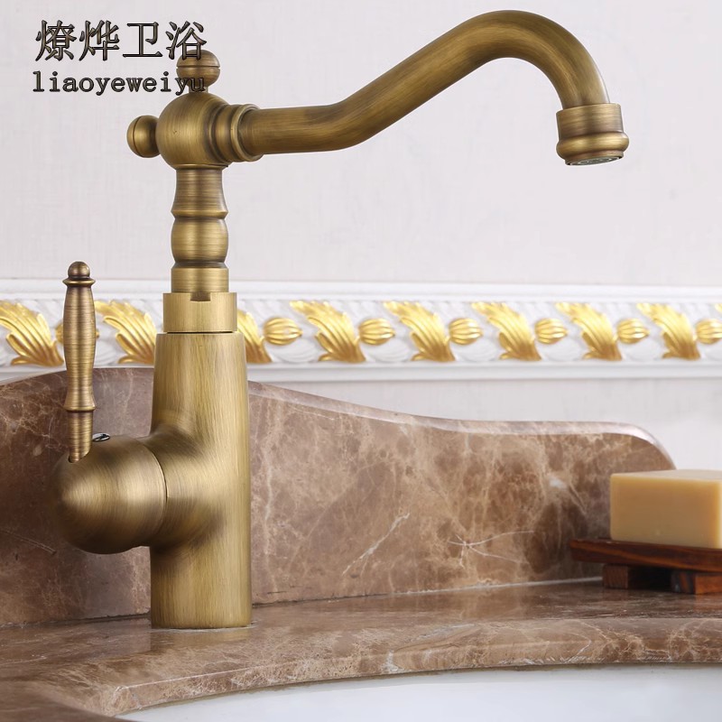 Antique all-copper vegetable basin faucet, kitchen hot and cold water dragon, 360-degree rotating faucet, sink faucet, hot and cold water full figure