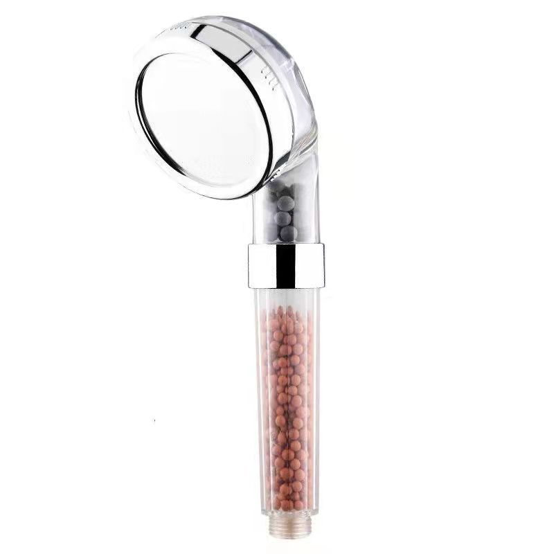 Pressurized water heater, shower head, nozzle with water pipe, shower room, household bathing, universal plastic hose fittings, single head details Picture