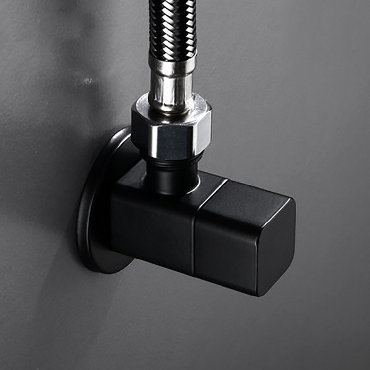 Wholesale black Angle valve, all-copper thickened, cold and hot large flow brass Angle valve, stop valve, square toilet three-way valve Application Scenario