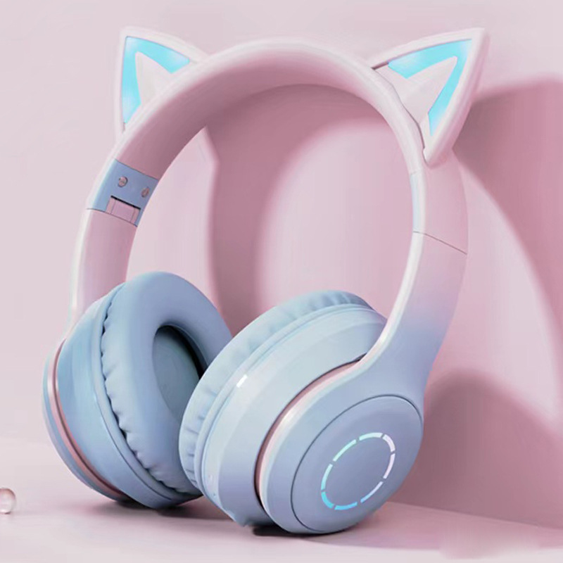 Cross-border bestseller Cat ear over-ear headphones, Bluetooth with ultra-long battery life, gaming Bluetooth headphones, wireless headsets, no latency full figure
