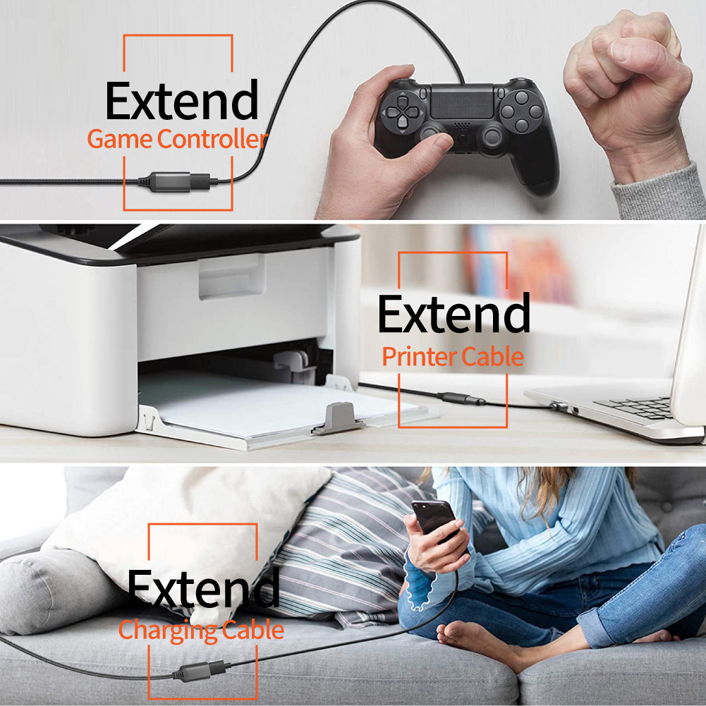 Nylon braided USB 3.0 male-to-female high-speed data transmission cable, computer hard disk, camera, printer extension cable Specification drawing