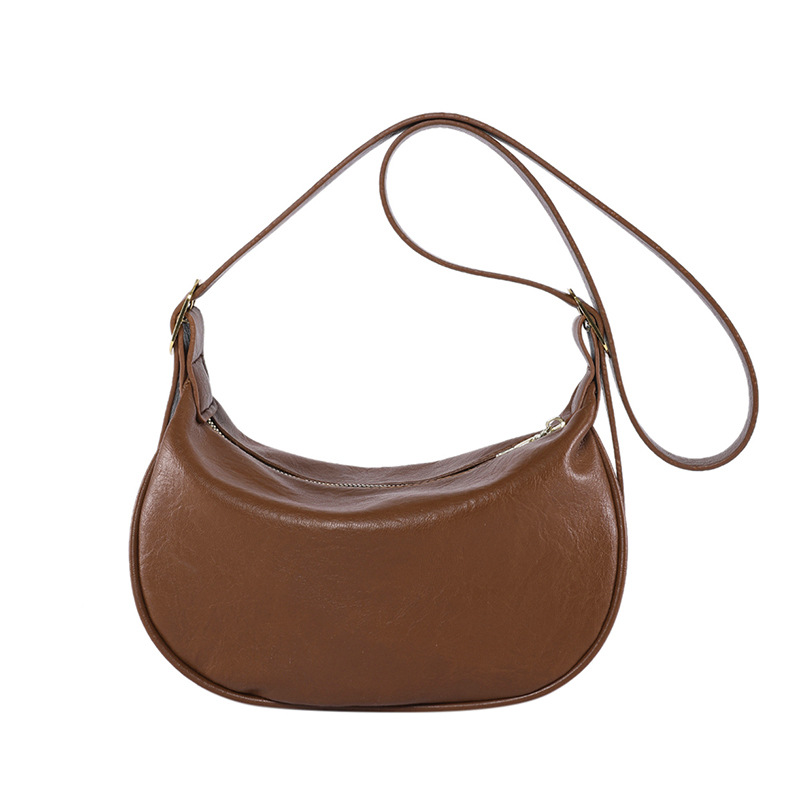 The 2024 autumn and winter collection of fashionable dumplings, solid color, soft dough, hand-held, shoulder, crossbody and underarm bag, is a cross-border trend for women Item Picture