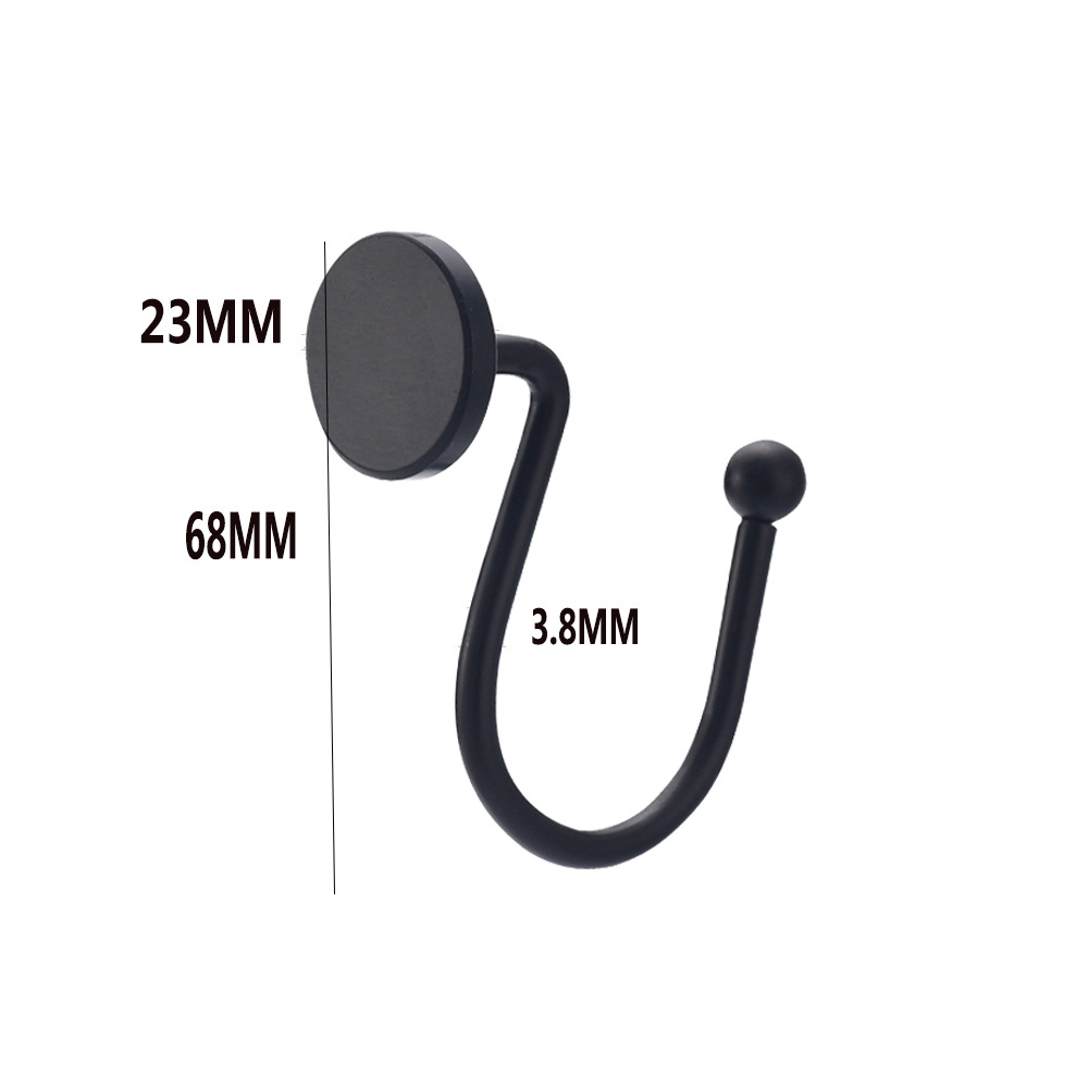 All-metal bath curtain ring, circular bath curtain hook, available in multiple colors, can be equipped with metal hooks, S-shaped bath curtain ring Specification drawing