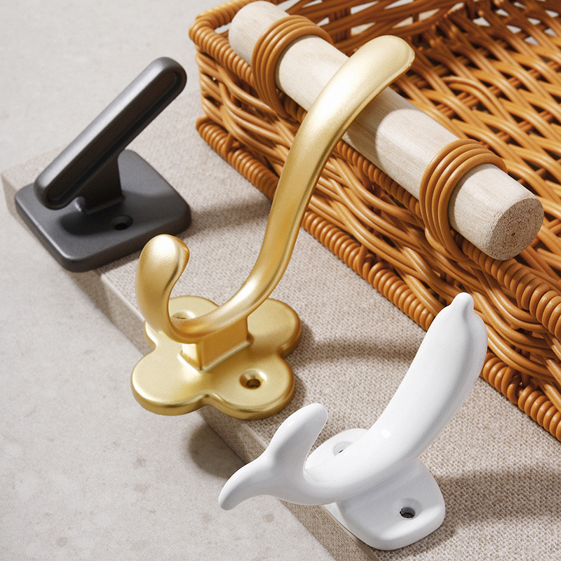 Modern and simple shoe cabinet and wardrobe hooks, Nordic entrance dolphin coat hooks, single metal black creative coat hooks Specification drawing