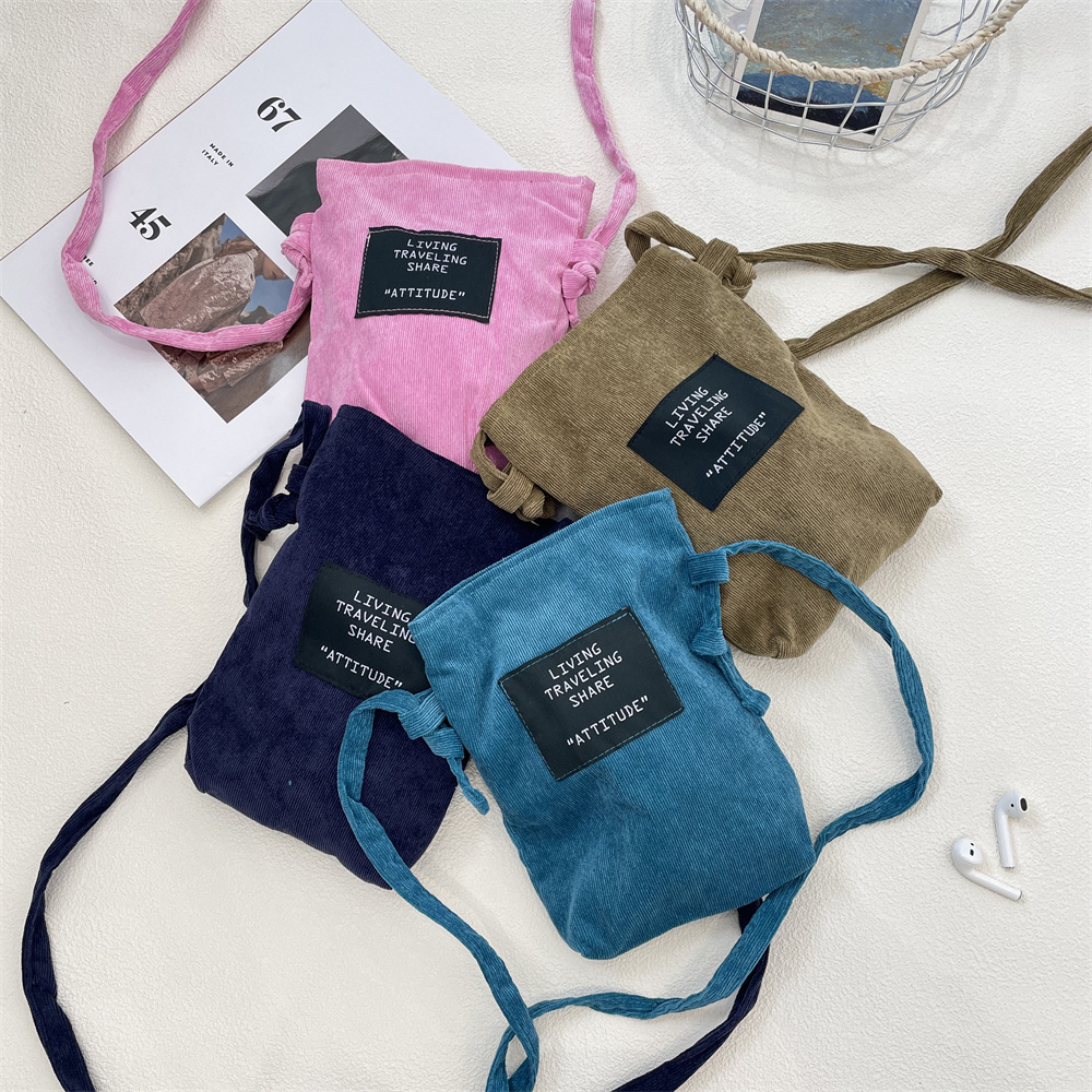 55251 Corduroy retro phone bag 2025 Trendy and simple phone bag, single-shoulder crossbody small storage bag for miscellaneous items full figure