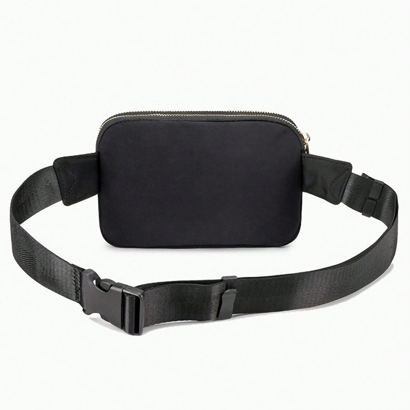 Ins-style lulu waist bag, outdoor casual solid color sports running chest bag, crossbody three-pull waist bag details Picture