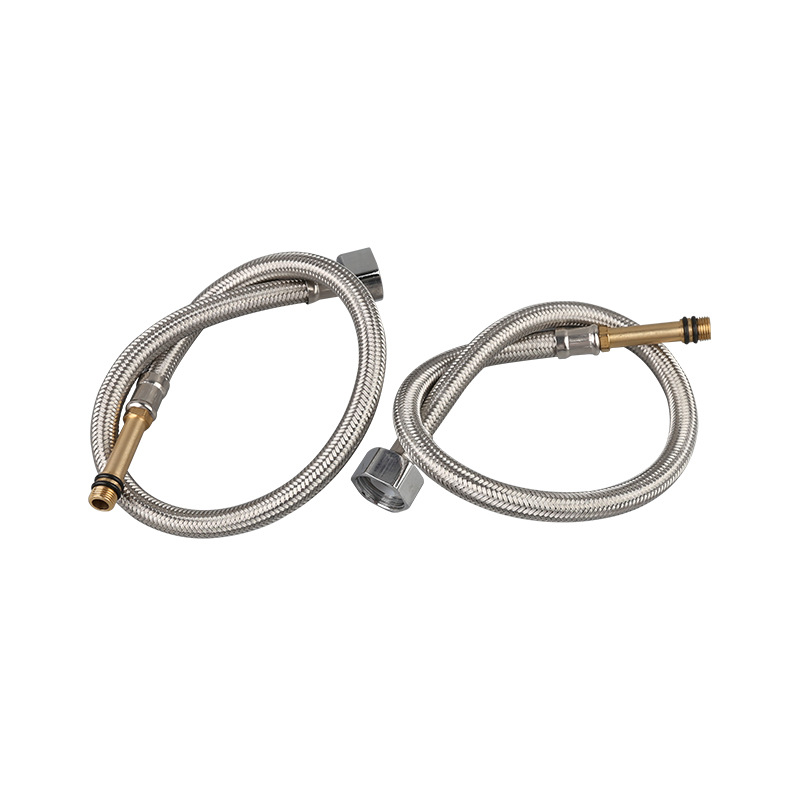 304 stainless steel wire braided cold and hot water faucet inlet pipe, copper single-end rod kitchen metal flexible hose corrugated pipe Item Picture