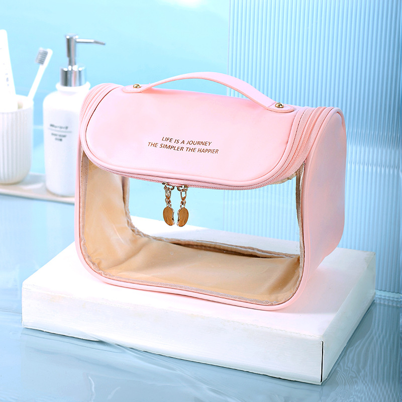 Fashionable transparent hook toiletries bag, travel beach bag, waterproof storage bag, makeup bag, large capacity, high-end feel details Picture