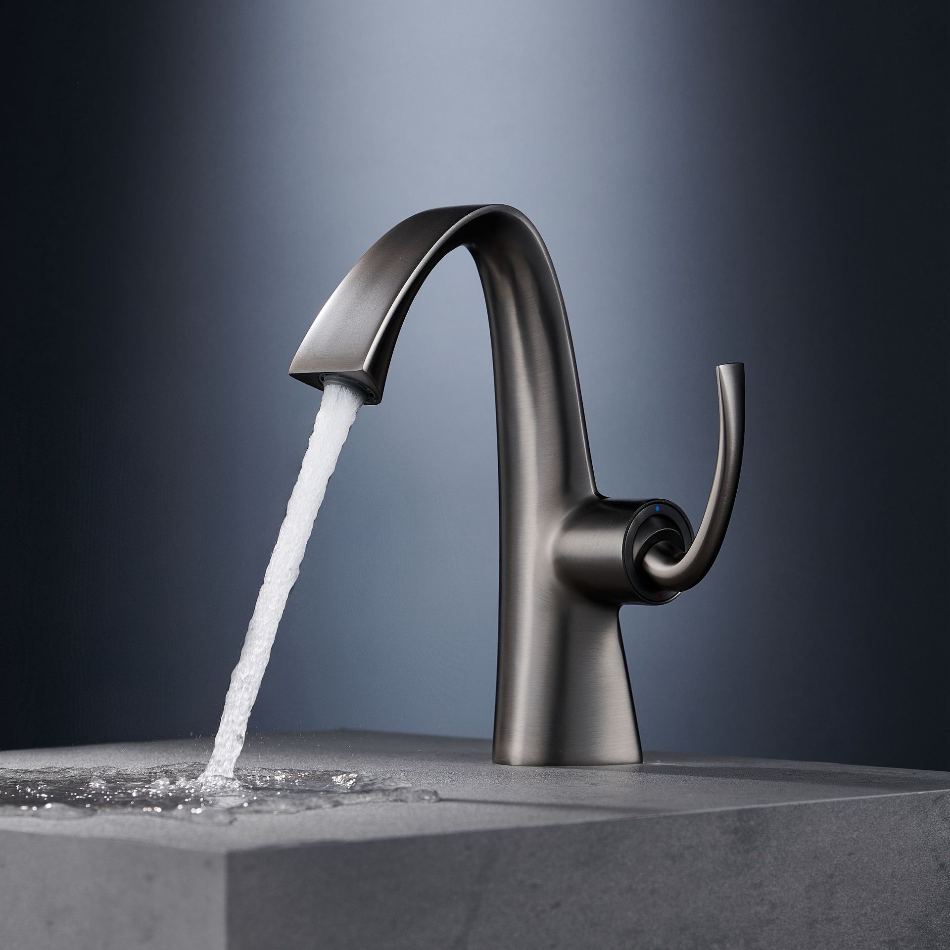 New all-copper faucet, household washbasin, bathroom washbasin, hot and cold bath cabinet, gun gray faucet full figure