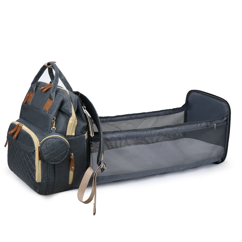 New extended mommy bed bag, portable baby bed bag, folding baby bed, outdoor backpack, multi-functional mother and baby bag details Picture