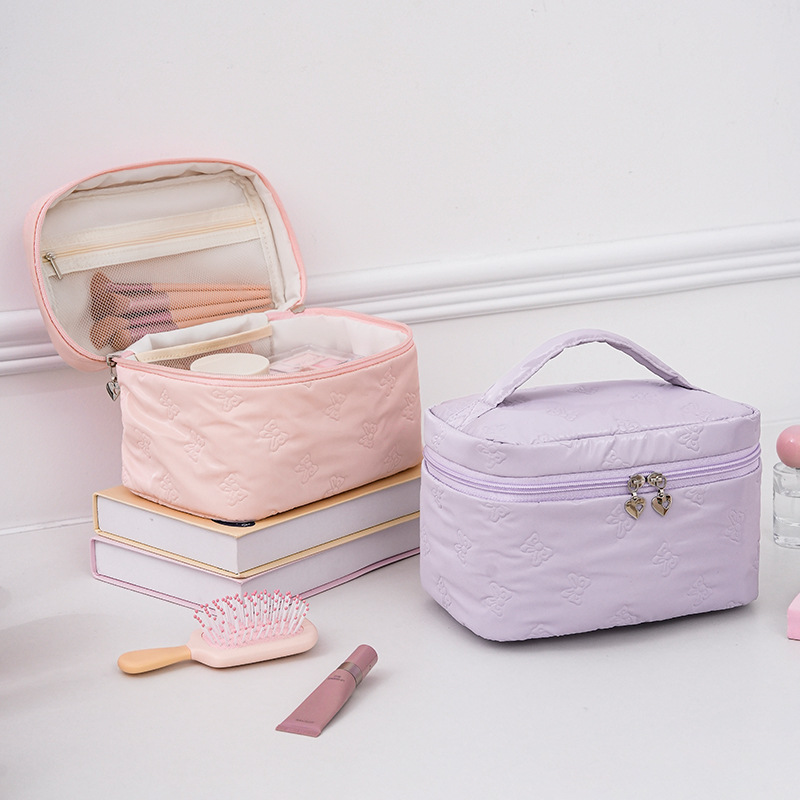 Runhui's new Butterfly Dance Top and bottom cover cosmetic bag, cosmetic storage bag, travel portable waterproof cosmetic bag, large capacity details Picture