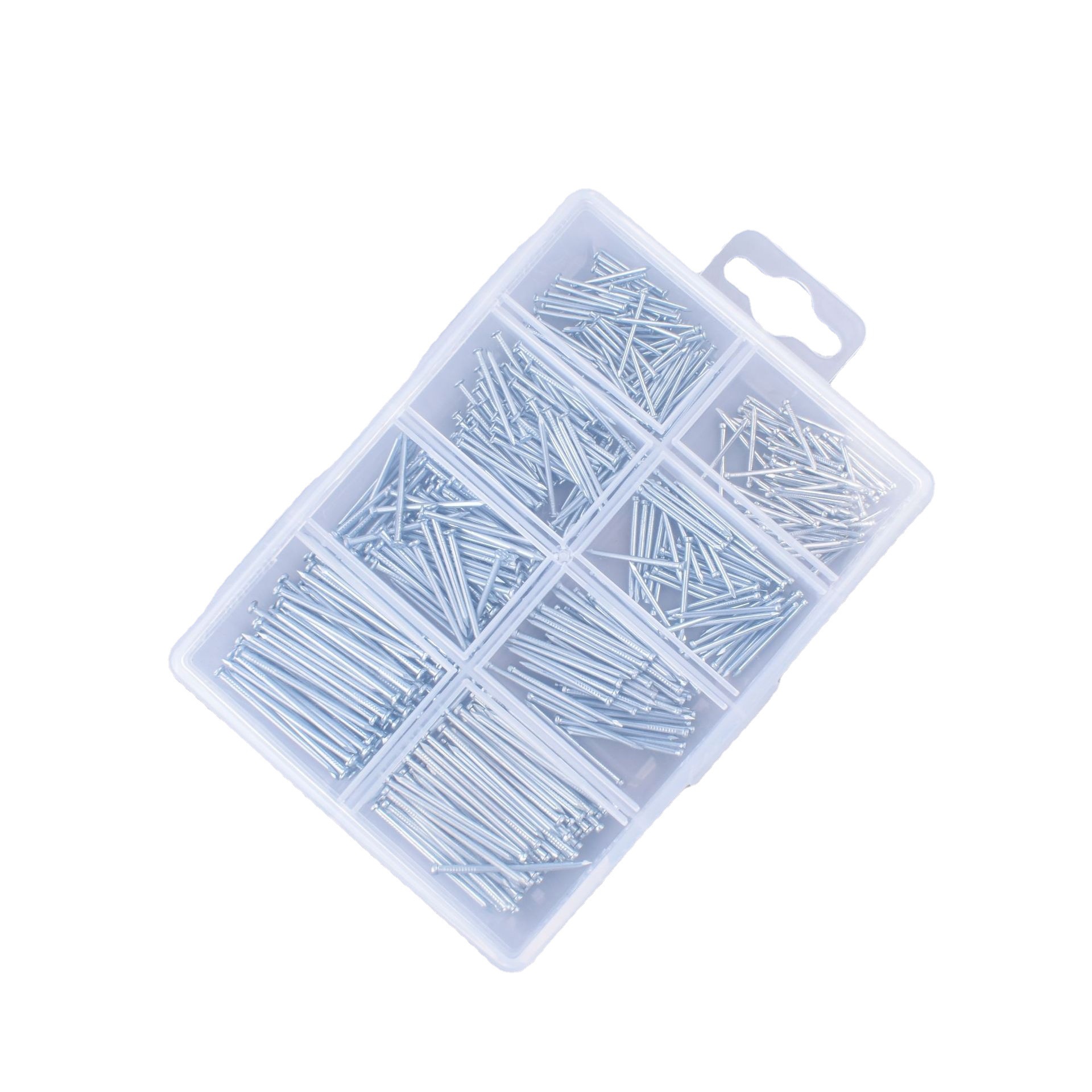 Galvanized iron nail headless set 560pcs household galvanized flat-head nail eco-friendly PP plastic box combination Item Picture