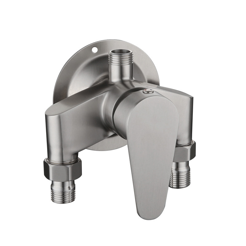 SUS304 stainless steel exposed shower faucet, hot and cold water mixing valve, water heater switch, household simple shower head set Item Picture