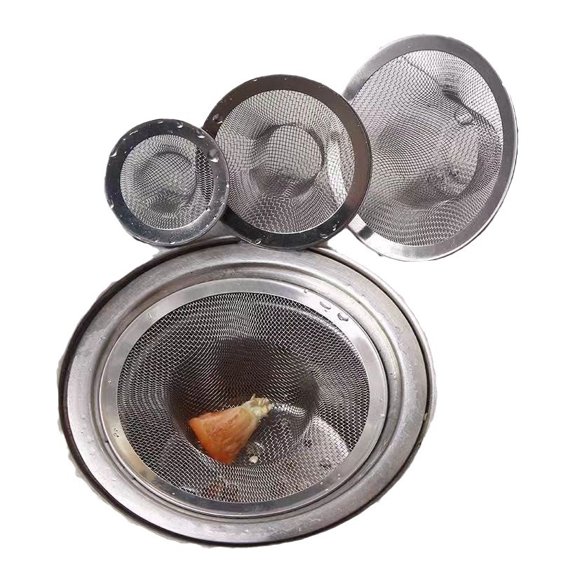 Large, medium and small 5cm/7cm/9cm/11cm straw hat net floor drain, leftover food and residue drainage, stainless steel sink filter screen Item Picture