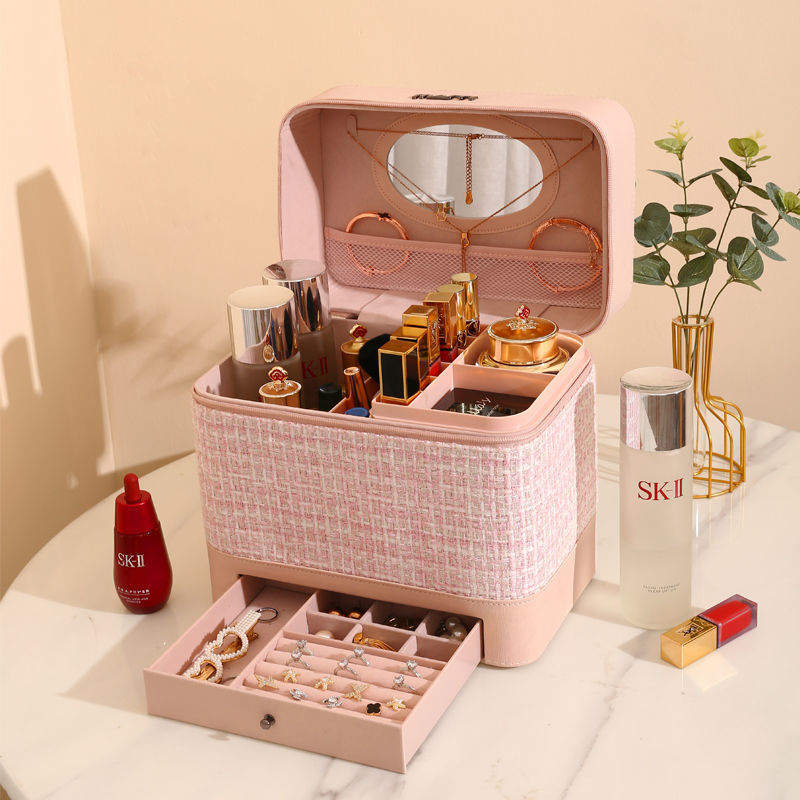 OEM ODM manufacturer customizes large-capacity makeup bags, makeup boxes, storage boxes, portable InS-style hand-held nail art cases Specification drawing