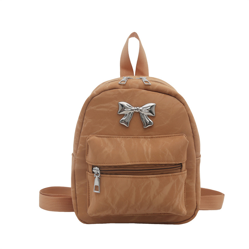 Bow backpack for women, a niche, casual and fashionable Korean girl bucket bag, a lightweight and small hand-held shoulder bag Item Picture