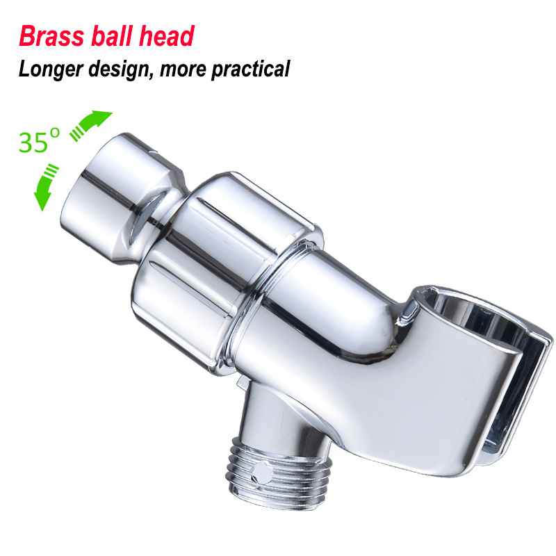 Copper ball head American-style water distributor, bathroom shower arm adapter, arm frame bracket, wall base, shower head, three-way socket full figure
