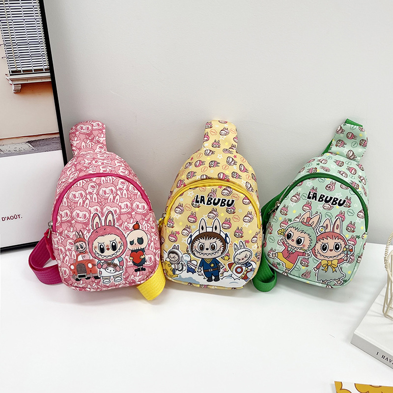 New children's chest bag, cute cartoon casual crossbody bag for boys and girls, coin purse, simple single-shoulder backpack for babies Specification drawing