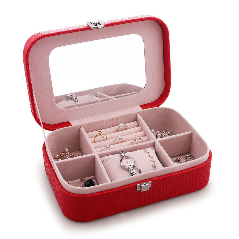 European-style princess jewelry box, convenient large-capacity multi-functional stud earrings, necklaces, accessories, lockable dust-proof storage box Item Picture
