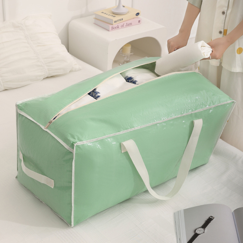 New moisture-proof pe storage bags, woven checkered storage bags, seasonal clothing sorting bags, waterproof and moisture-proof cotton quilt bags Specification drawing