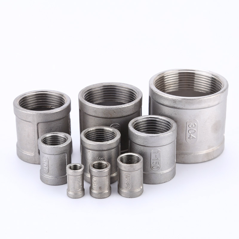 304 stainless steel straight-through double internal thread 316 pipe, Gu internal thread British standard BSPT, American standard NPT pipe clamp internal thread pipe fittings full figure