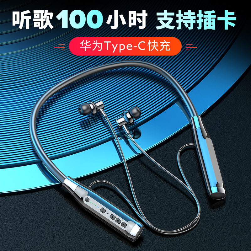 The A12 Bluetooth headphones feature a neckband design with an ultra-long standby time, a semi-in-ear wireless sports design, and a card-inserting cross-border new private mold details Picture