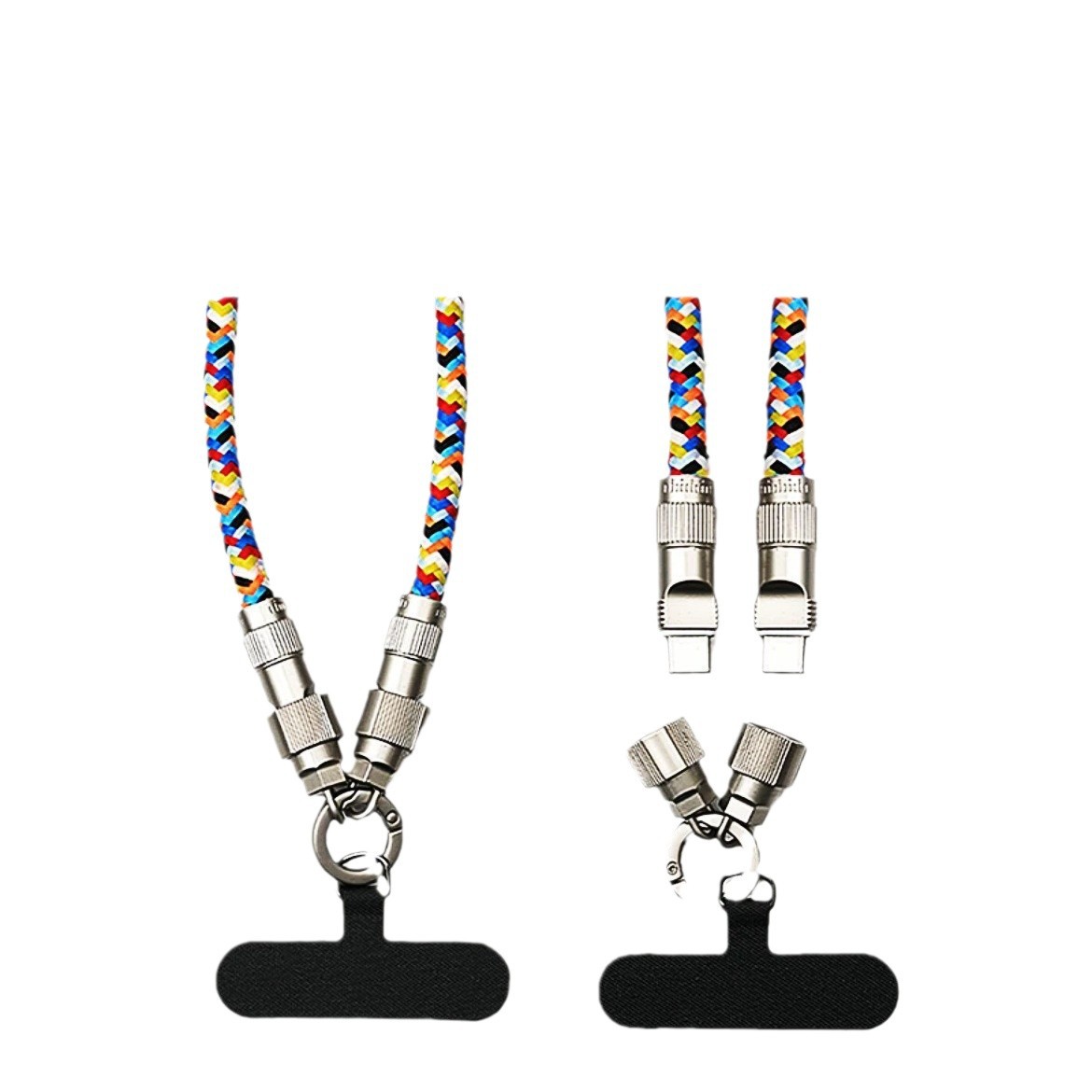 【 Powerful Manufacturer 】 Mobile Phone lanyard Charging Cable 2-in-1 braided cable PD60W Fast Charging Data Cable type-c Item Picture