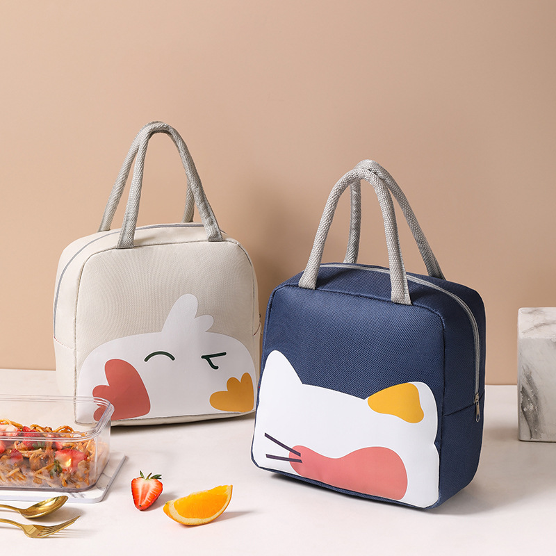 Japanese-style cartoon lunch box bags, children's insulated bags, primary school students' school lunch boxes, bento bags, Oxford cloth lunch bags full figure