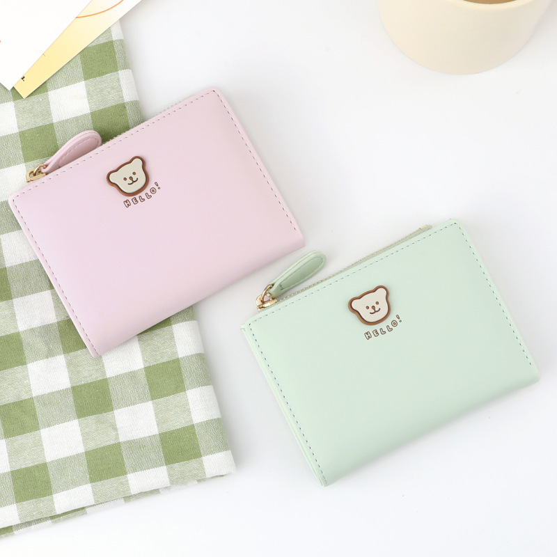 New cute and versatile short wallet for students, a perfect match for the graduation season and summer, a Korean version of the Bear coin purse details Picture