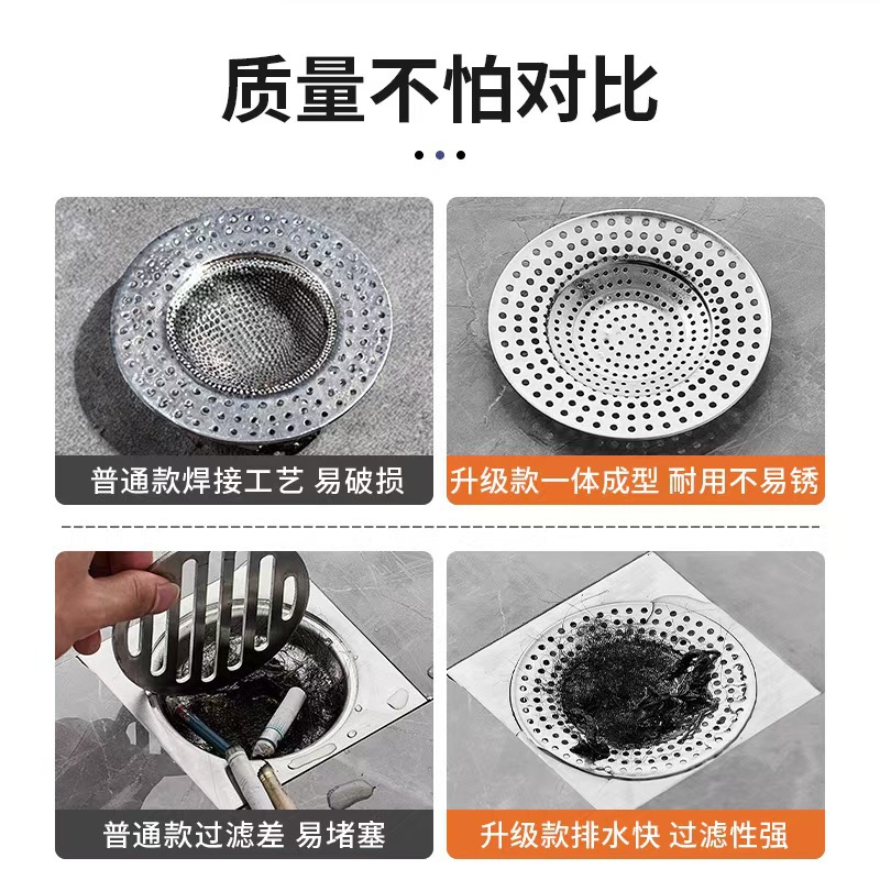 Stainless steel filter screen, sewer, toilet, bathroom floor, leaky screen, shower room, hair anti-clogging wonder Specification drawing