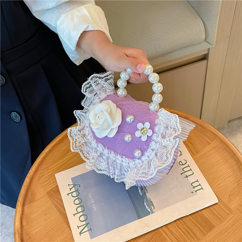 New girls' bag, pearl handbag, stylish princess chain, children's crossbody accessory, coin purse wholesale, single shoulder Specification drawing