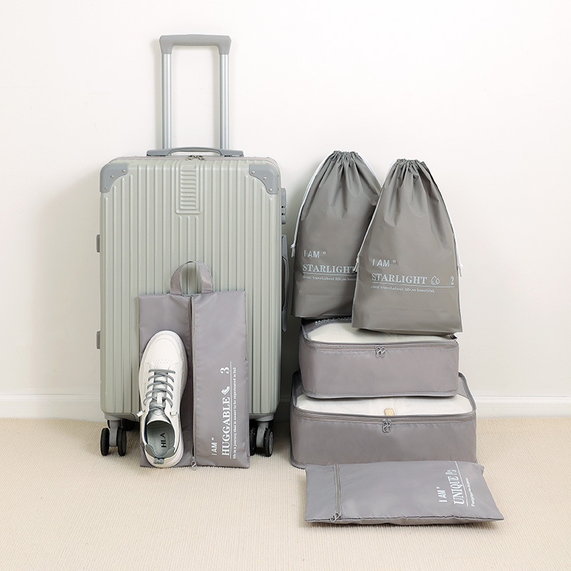 Twill dry and wet compartments six-piece clothing organization and storage bag, suitcase storage set, six-piece storage bag details Picture