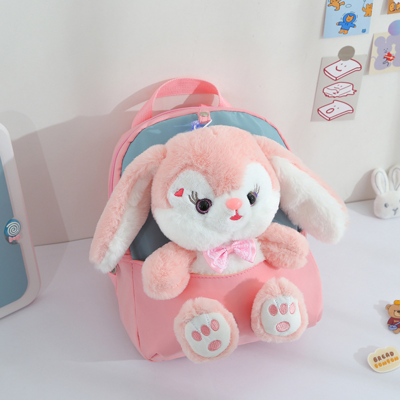 New cartoon plush toy detachable schoolbag for children aged 1-6, rabbit small backpack for boys and girls details Picture