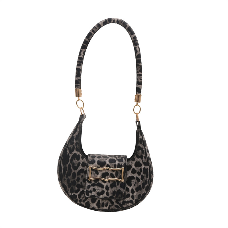 Cross-border quality women's bag, PU single-shoulder bag, new winter 2024 leopard print underarm bag, fashionable commuting single-shoulder bag Item Picture