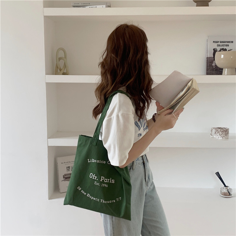 15161 Paris bookstore ofr peripheral canvas bag, ins style Japanese and Korean hand-held shoulder bag, female student shopping cloth bag Application Scenario