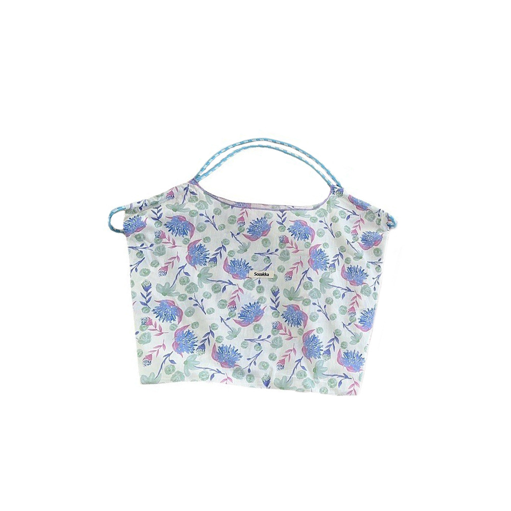 35243 Korean ins gentle floral canvas bag, women's single-shoulder large capacity canvas bag, commuting hand-held bag Item Picture