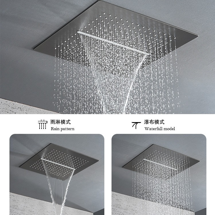 Cross-border constant-temperature rain shower waterfall hotel bathroom shower head set gun gray ceiling spray concealed built-in shower Application Scenario