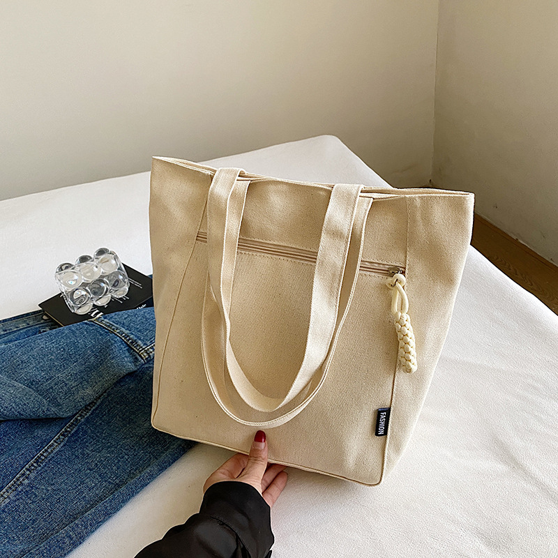 Solid color simple single-shoulder bag, 2024 new large-capacity fashionable lightweight tote bag, niche popular and beautiful canvas bag Specification drawing