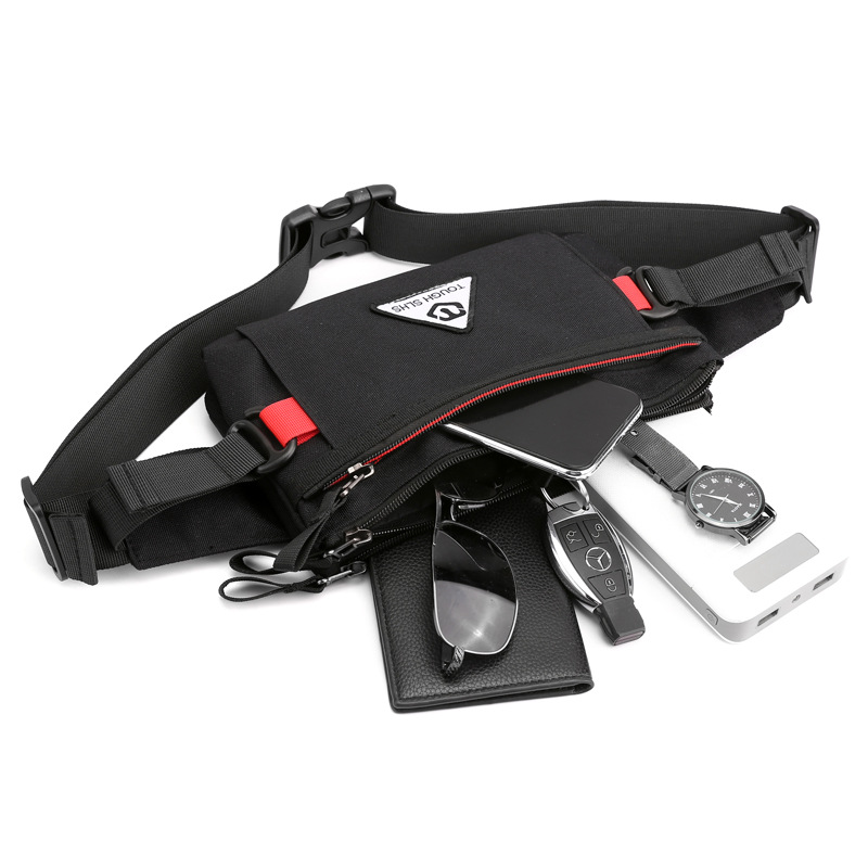 The new men's outdoor waist bag is versatile. It features an Oxford fabric chest bag, a crossbody bag, an ultra-thin, close-fitting running waist bag and a coin purse Item Picture
