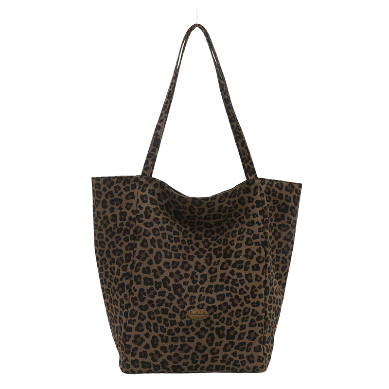 New 2024 autumn/winter collection: Leopard print single-shoulder bag, fashionable women's bag, large-capacity shopping bag, double-sided tote bag Item Picture