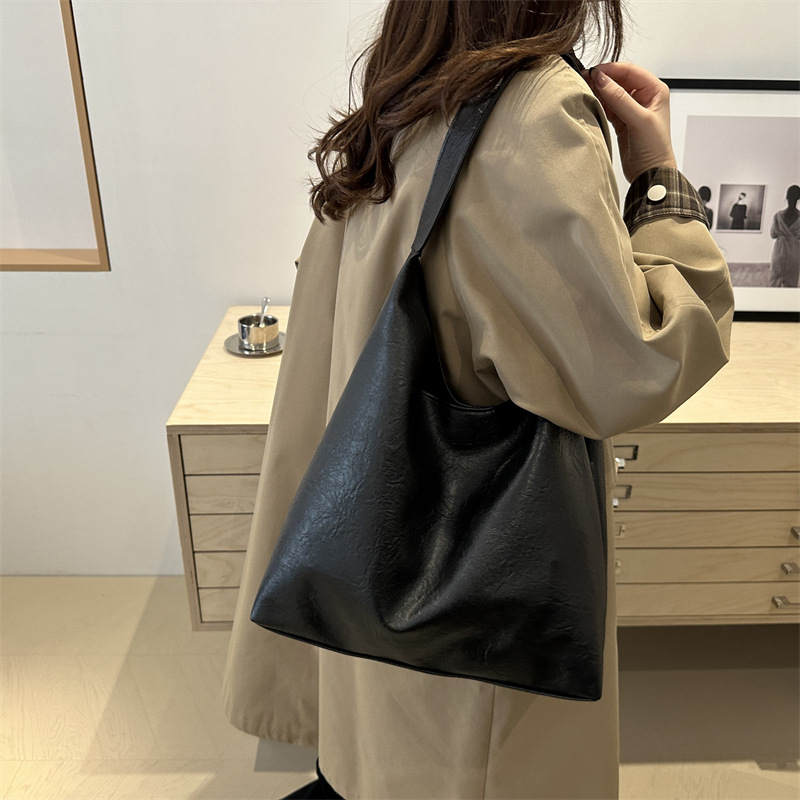 Retro large-capacity commuting bag for women, 2025 new trendy Korean version work shopping bag, high-quality single-shoulder tote bag details Picture