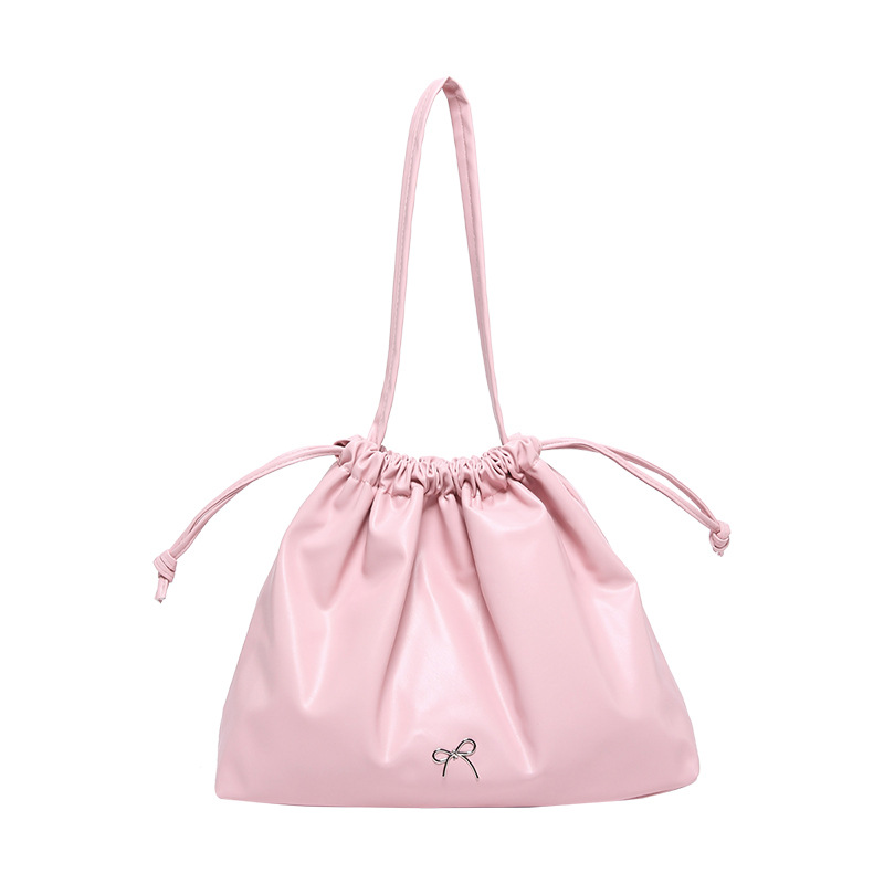 Korean large-capacity pleated underarm tote bag for women, 2024 new autumn solid color single-shoulder bag, versatile bucket bag Item Picture