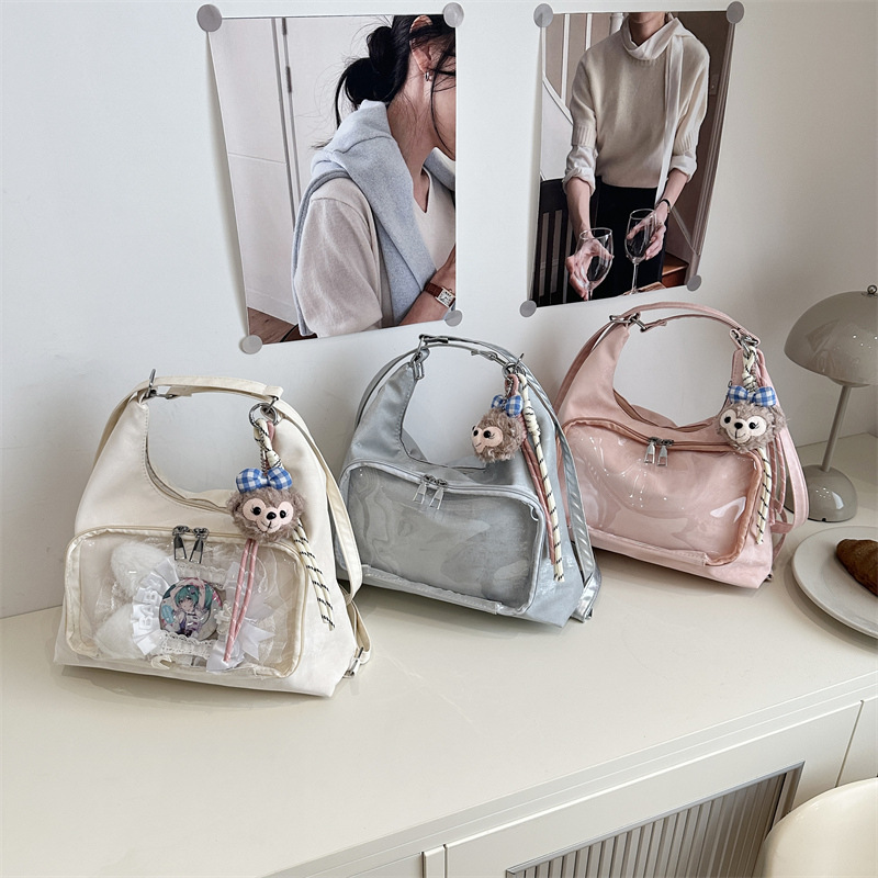 Large-capacity transparent single-shoulder bag, new girl doll bag, casual tote bag, 2D student hand-held crossbody bag Application Scenario