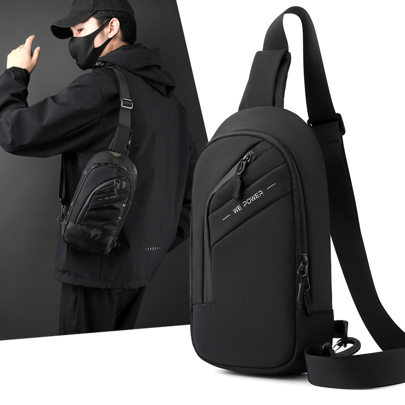 WEPOWER's new cross-border men's chest bag is a lightweight nylon fabric single-shoulder crossbody bag for outdoor commuting full figure