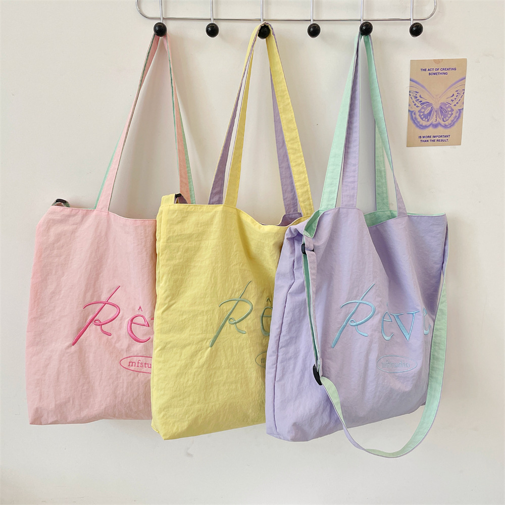 5743 Summer Cream Sail Bag for Women, 2025 New Korean Version, Large capacity Tote bag, embroidered, versatile, single-shoulder full figure