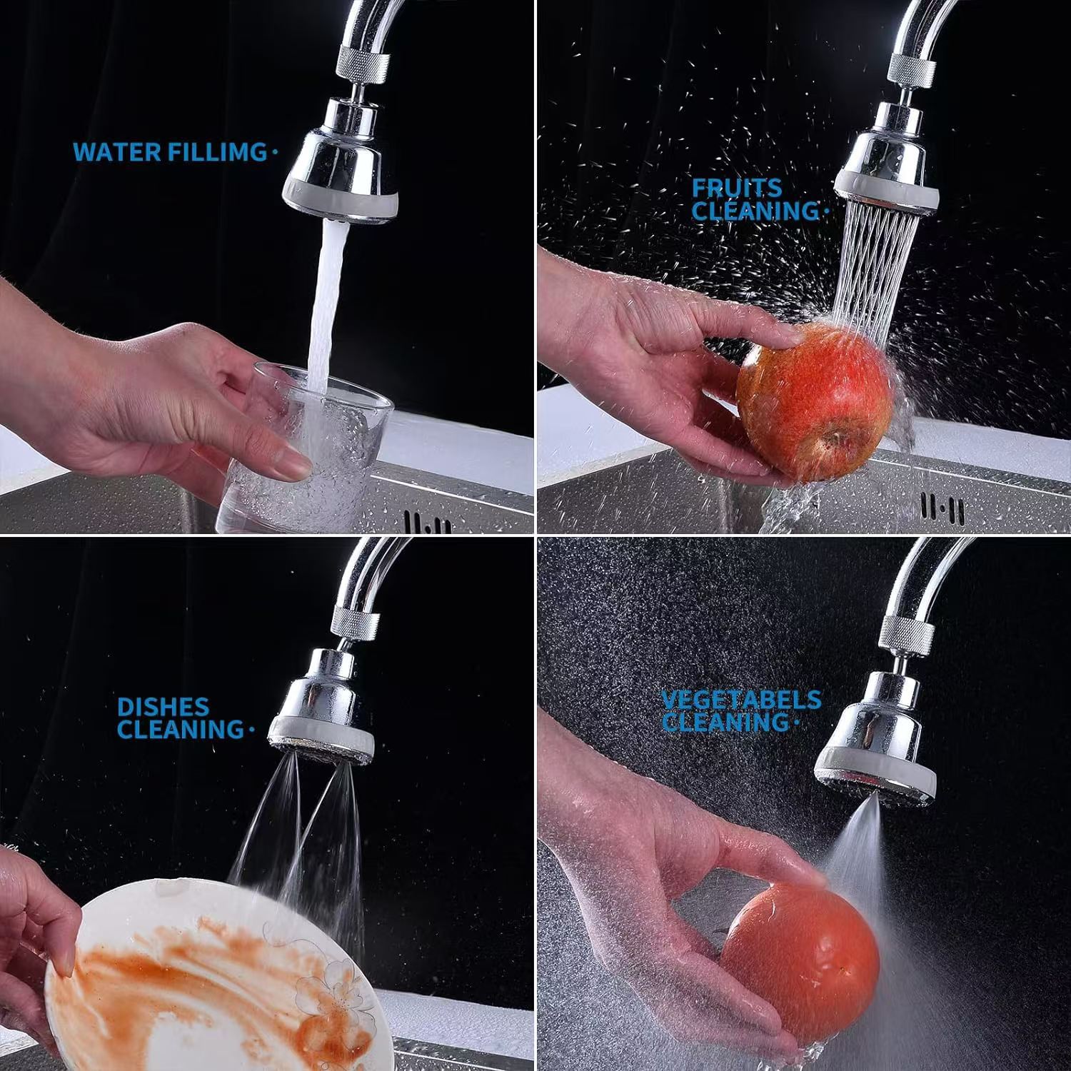 Cross-border kitchen faucet anti-splash water wonder, universal extender, sink faucet, bubbler connector, shower head Specification drawing