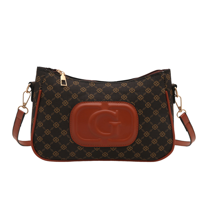 A new cross-border retro small square bag for women, a French fashion printed small square bag, a trendy and niche commuting single-shoulder crossbody bag Item Picture