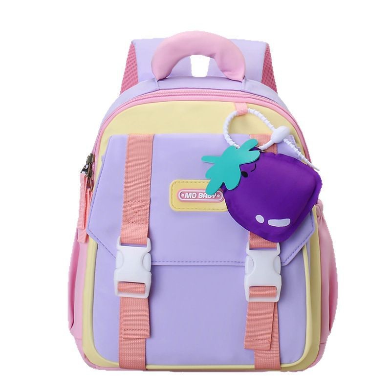 The new kindergarten schoolbag is lightweight and reduces the load. It is a trendy color-blocking backpack for children, both boys and girls, small sizes, and a travel backpack Item Picture